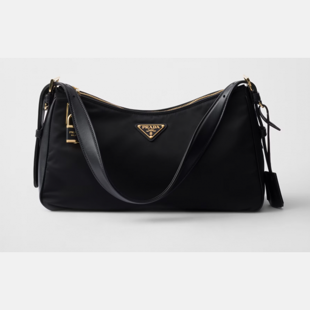 Prada Aimée large Re-Nylon and leather shoulder bag with padlock