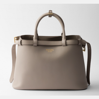 Prada Buckle medium leather handbag with double belt