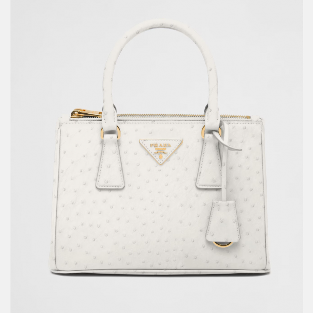 Small Prada Galleria ostrich leather bag